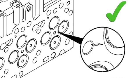Головка блока цилиндров с трещиной - трещина не проходит через седло клапана