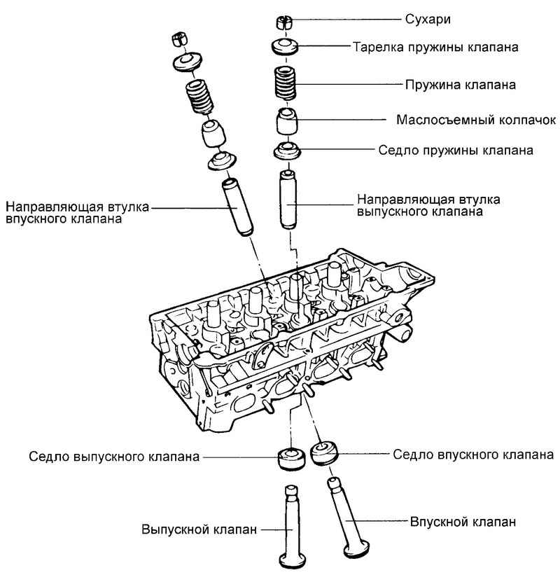 Маслосъемные колпачки на схеме двигателя